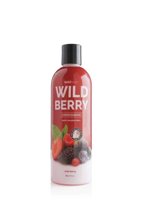 Bark2Basics Wild Berry Dog Shampoo, 16 oz - Naturally Derived, Unique Herbal Blend, For Dry Itchy Skin, Gentle, Moisturizing