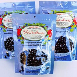 Trader Joe's Dark Chocolate Covered Powerberries with Acai, Pomegranate, Cranberry and Blueberry (Pack of 3) - Image 1