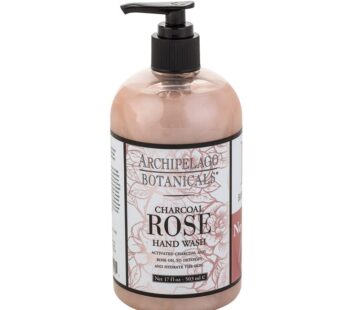 Archipelago Botanicals Charcoal Rose Liquid Hand Soap, Moisturizing Daily Hand Wash with Soap Pump, Kitchen or Bathroom Hand Soap, 17.0 Fl. Oz.
