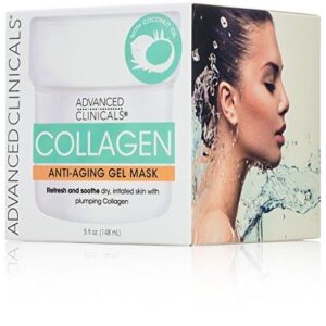 Advanced Clinicals Collagen Gel Facial Mask Anti Aging Skin Care Moisturizer W/Coconut Oil & Rosewater, Skin Plumping Face Mask Reduces Wrinkles, Dry - Image 2