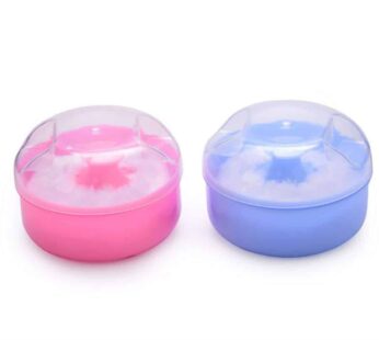 Colorsheng Pack of 2 Baby Body Cosmetic Powder Puff Sponge Box Case Container (Blue/Pink)