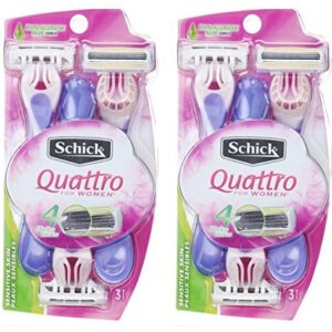 Schick Quattro Womens Disposable Razors for Sensitive Skin, 3 Count, Pack of 2 - Image 6