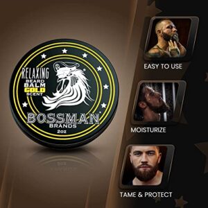 Bossman Relaxing Beard Balm - Beard Tamer, Relaxer, Thickener and Softener Cream - Beard Care Product - Made in USA (Gold Scent) - Image 5