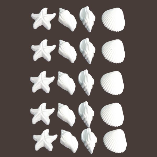 24pk Edible White Seashells and Starfish Sugar Decoration Toppers for Cakes Cupcakes Cake Pops with SeaShell Decorating Stickers - Image 7