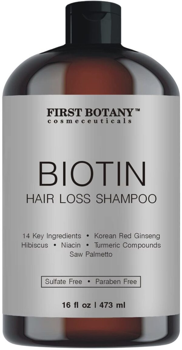 First Botany Cosmeceuticals, Hair Regrowth and Anti Hair Loss Shampoo 16 fl oz, with DHT blockers- Daily Hydrating, Detoxifying, Volumizing Shampoo Fo