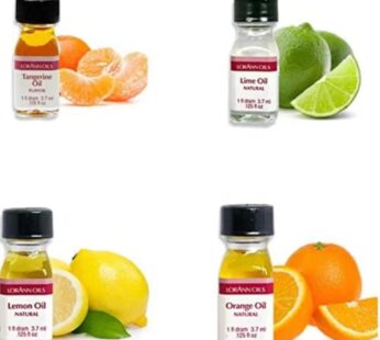 LorAnn SS 4 pack Citrus Flavor Mix ( tangerine Oil, Lime Oil, Lemon Oil. Orange Oil) – 1 dram bottle (.0125 fl oz – 3.7ml) Bottles