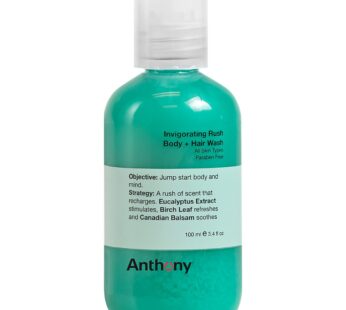 Anthony Mens Body Wash and Shampoo: Invigorating Rush 2-In-1 Liquid Gel Soap & Hair Shampoo ? Pine Wood Scent Contains Eucalyptus Extract, Canadian Ba