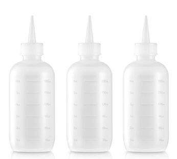 Bar5F Hair Color Applicator Bottles, 3-Pack, 6 Ounce Translucent Squeeze Dropper Bottle with Measuring Scale, BPA Free, Ideal for Salon, Oil, Hair Col