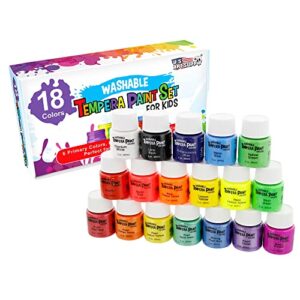 U.S. Art Supply 18 Color Children's Washable Tempera Paint Set - 2 Ounce Wide Mouth Bottles for Arts, Crafts and Posters - Image 6