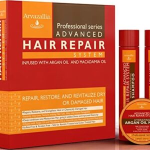 Advanced Hair Repair Shampoo and Conditioner Set with Argan Oil and Macadamia Oil by Arvazallia - Sulfate Free Shampoo, Conditioner, and Deep Conditio - Image 1