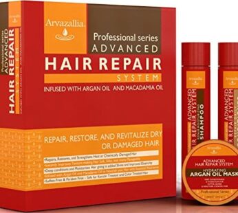 Advanced Hair Repair Shampoo and Conditioner Set with Argan Oil and Macadamia Oil by Arvazallia – Sulfate Free Shampoo, Conditioner, and Deep Conditio