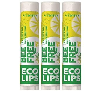 Vegan Lip Balm Lemon Lime Flavor 3 Pack – Bee Free with Candelilla Wax, Cocoa Butter & Coconut Oil Lip Care. Soothe & Moisturize Dry, Chapped Lips – 1