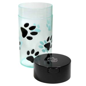 Pawvac 12 Ounce Vacuum Sealed Pet Food Storage Container; Black Cap & Body/Black Paws - Image 2