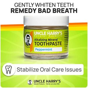 Uncle Harry's Peppermint Remineralizing Toothpaste | Natural Whitening Toothpaste Freshens Breath & Promotes Enamel | Vegan Fluoride Free Toothpaste ( - Image 3