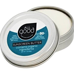 All Good Zinc Butter Sunscreen - Travel Size, Zinc Oxide Face, Nose, Ears Sunscreen, UVA/UVB Broad Spectrum SPF 50+ Water Resistant, Coral Reef Friend - Image 1