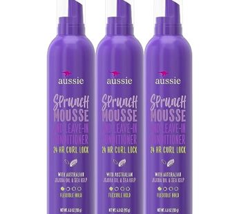 Aussie Sprunch Mousse 24 Hour Curl Lock, Flexible Hold 6.80 oz (Pack of 3)