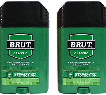 Brut Deodorant 2 Ounce Oval Solid Classic Scent(Anti-Perspirant) (59ml) (2 Pack)