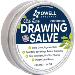 OWELL NATURALS Chickweed Salve 4 oz- Drawing Salve for Boil & Cyst, Poison Ivy/Oak, Skin Disorder, Irritations, Burns, Minor Cuts, Dry Skin, Itching - Image 1