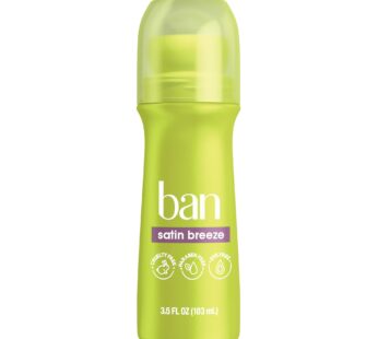 Ban Satin Breeze 24-hour Invisible Antiperspirant, Roll-on Deodorant for Women and Men, Underarm Wetness Protection, with Odor-fighting Ingredients, 3