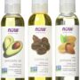 Now Foods Variety Moisturizing Oils Sampler: Sweet Almond, Avocado, and Jojoba Oils - 4oz. Bottles each