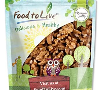 Food to Live – California Walnuts, 2.5 Pounds Halves & Pieces, Raw, Unsalted, Shelled, Kosher, Vegan, Sirtfood, Bulk. Rich in Omega-3 Fatty Acids, Pro