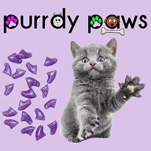 Purrdy Paws 40 Pack Soft Nail Caps for Cat Claws Purple Holographic Glitter Small - Image 4