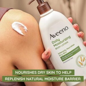 Aveeno Daily Moisturizing Body Lotion with Soothing Oat and Rich Emollients, Fragrance-Free, 18 Fl Oz - Image 4