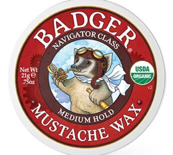 Badger – Mustache Wax, Medium Hold, Natural Mustache Wax, Certified Organic, Styling Facial Hair Wax, Moustache Wax, 0.75 oz