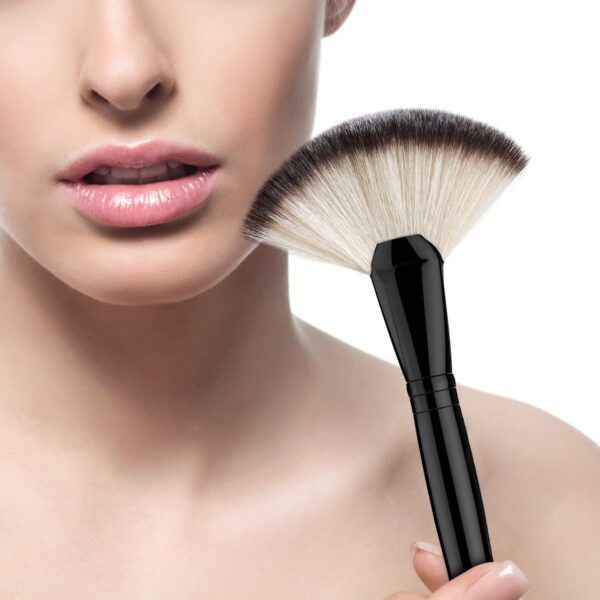 Fan Makeup Brush, Luxspire Professional Highlighting Make Up Brush Blush Bronzer Cheekbones Brush, Single Large Soft & Dense Face Blush Powder Foundat - Image 7