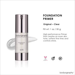 BODYOGRAPHY - Foundation Primer (Clear): Flawless Anti-Aging Salon Makeup Primer w/Vitamin E, A, Jojoba, Grapeseed Oil | Control Shine | Gluten-Free, - Image 2