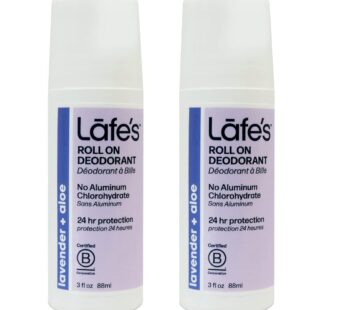 Lafe’s Natural Deodorant | 3 Ounce Roll-On Aluminum Free Natural Deodorant | Lavender & Aloe | 2 Pack