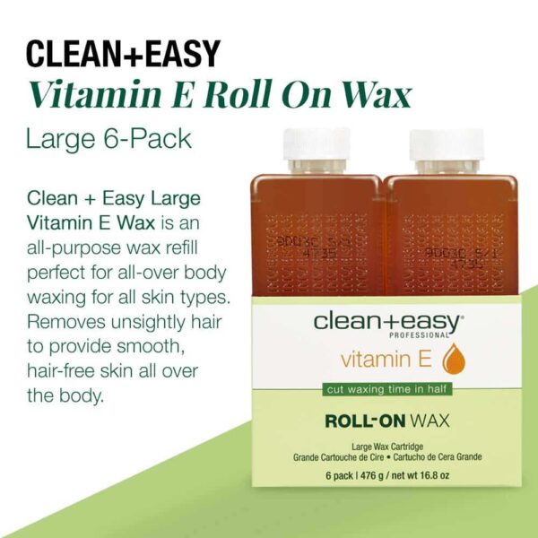 Clean & Easy Vit E Roll-On Wax 6-pack Large Vitamin E, Net Wt. 16.8 oz - Image 3