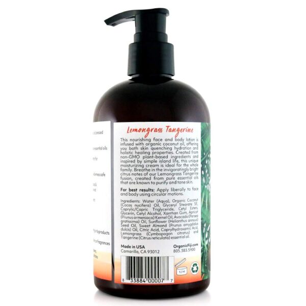 Coco Fiji Face & Body Lotion Infused With Coconut Oil | Lotion for Dry Skin | Moisturizer Face Cream & Massage Lotion for Women & Men | Lemongrass Tan - Image 2