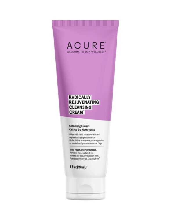Acure Radically Rejuvenating Cleansing Cream - Foaming Creamy Facial Cleanser - Moisturizing Benefits of Olive Oil, Cocoa Butter and the Soothing Deep