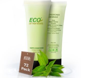 ECO amenities Travel Size Conditioner – 72 Pack, 1 oz Small Tubes, Green Tea Scent, Bulk Toiletries, Individually Packaged Hair Care Samples, Mini Con