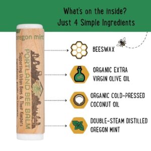 Portland Bee Balm All Natural Handmade Beeswax Based Lip Balm, Oregon Mint 3 Count - Image 3