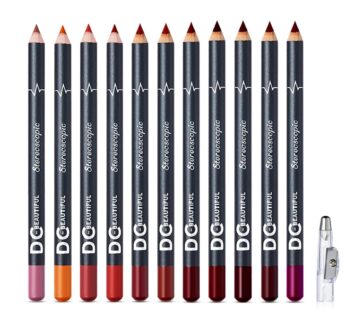 DC-BEAUTIFUL 12Pcs Lot Set 12 Colors Lip Liner Pencil Waterproof Non-marking Matt Velvet Lipstick Pen, Professional Long Lasting Lipliner Set with Sha