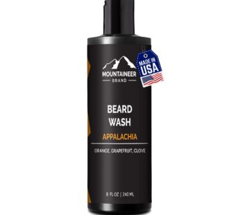 Mountaineer Brand Beard Wash For Men | 100% Natural Beard Shampoo | Thick Cleaning Softening Lather | Grooming Treatment with Orange, Grapefruit, Clov