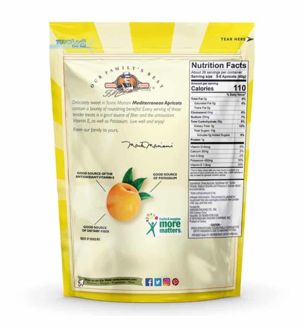 Mariani | Mediterranean Dried Apricots | Healthy Snacks for Kids & Adults | Dried Fruit | Vegan Snacks | Gluten Free Snacks | No Sugar Added, Fat Free - Image 2