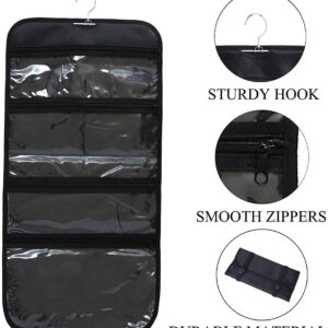 Wodison Foldable Clear Hanging Travel Toiletry Bag Cosmetic Organizer Storage (Black) - Image 3