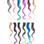 SWACC 12 Pcs Curly Wavy One Color Party Highlights Clip on in Hair Extensions Colored Hair Streak Synthetic Hairpieces (Ombre 12 Colors)