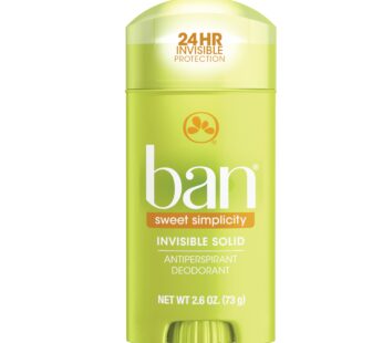 Ban Shower Fresh 24-hour Invisible Antiperspirant, Solid Deodorant for Women and Men, Underarm Wetness Protection, with Odor-fighting Ingredients, 2.6