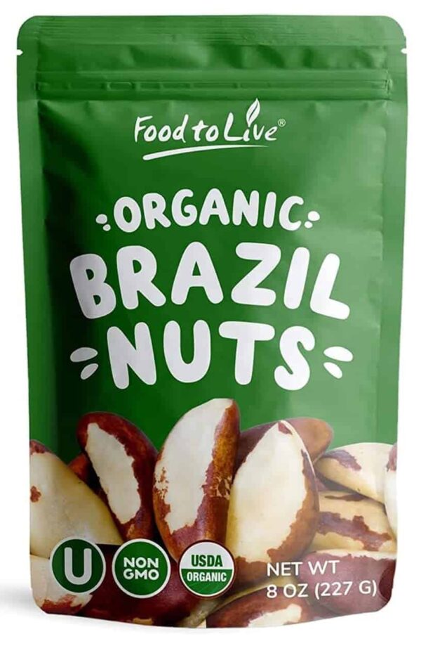 Food to Live - Raw Brazil Nuts, 8 Ounces Non-GMO Verified, Raw, Whole, No Shell, Unsalted, Kosher, Vegan, Keto and Paleo Friendly, Bulk, Good Source o