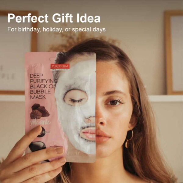 Purederm Deep Purifying Black O2 Bubble Mask Volcanic (10 Pack) - Bubble Face Sheet Mask for Purifying & Brightening - Image 5