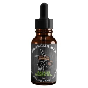 Badass Beard Care Oil for Men - Mountain Man Scent, 1 oz - All Natural Ingredients, Keeps Beard and Mustache Full, Soft and Healthy - Image 1