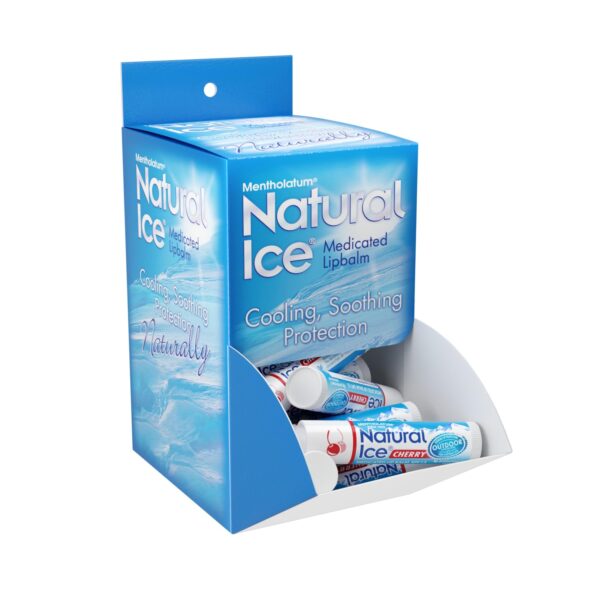 Mentholatum Natural Ice Cherry Flavor Medicated Lip Balm, Hydrating Lip Care for Dry, Chapped Lips, Moisturizing Formula with SPF 15 Helps Prevent Sun