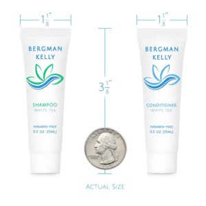 BERGMAN KELLY Travel Shampoo and Conditioner Set (0.5 fl oz, 100 Pieces, White Tea), Delight Your Guests with a Revitalizing and Refreshing Hotel Toil - Image 3