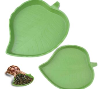 pranovo 2 pack Leaf Reptile Food and Water Bowl for Pet Aquarium Ornament Terrarium Dish Plate Lizards Tortoises or Small Reptiles