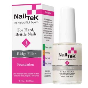 Nail Tek Foundation 3, Ridge Filling Strengthening Base Coat for Hard and Brittle Nails, 0.5 oz, 1-Pack - Image 1