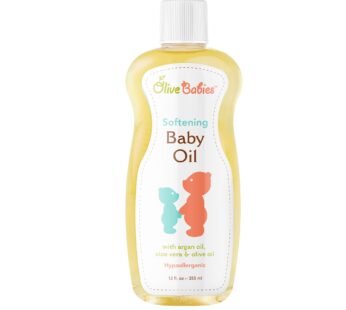 Baby Oil Multi Purpose with Argan Oil, Aloe Vera & Olive Oil 12 oz – Softening Hypoallergenic Solution for All Skin Types – Good on Men, Women & Kids
